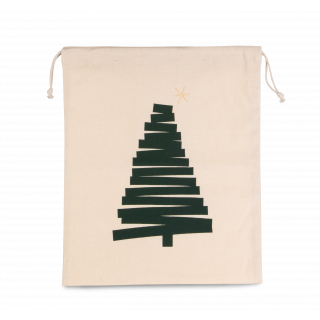 Sac coton à cordon motif sapin KI0746 - Natural personnalisable - Vue de face