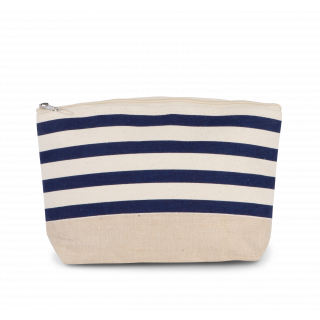 Pochette accessoires imprimé marin KI0752 - Natural / Navy personnalisable - Vue de face