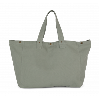 Sac de shopping en coton délavé KI3208 - Washed Green Clay personnalisable - Vue de face