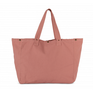 Sac de shopping en coton délavé KI3208 - Washed Pink Ochre personnalisable - Vue de face