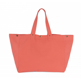 Sac de shopping en coton délavé KI3208 - Washed Coral Pink personnalisable - Vue de face