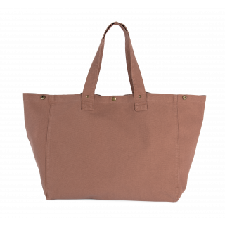 Sac de shopping en coton délavé KI3208 - Washed Santal Brown personnalisable - Vue de face