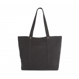 Grand sac shopping à poche latérale KI3214 - Washed Black personnalisable - Vue de face