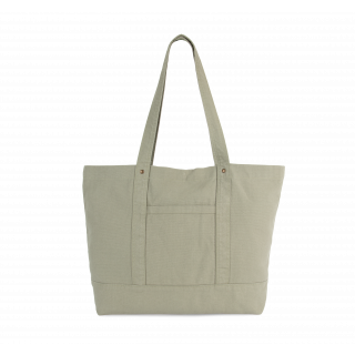 Grand sac shopping à poche latérale KI3214 - Washed Green Clay personnalisable - Vue de face