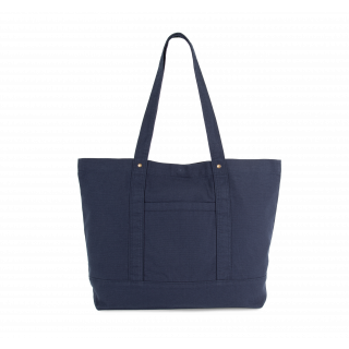 Grand sac shopping à poche latérale KI3214 - Washed Navy personnalisable - Vue de face