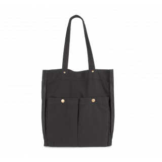 Sac à main à double poche frontale KI3215 - Washed Black personnalisable - Vue de face