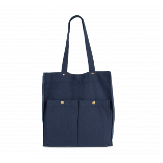 Sac à main à double poche frontale KI3215 - Washed Navy personnalisable - Vue de face