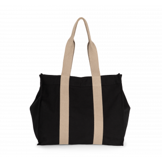 Grand sac shopping à soufflet recyclé KI5201 - Black Night / Hemp personnalisable - Vue de face