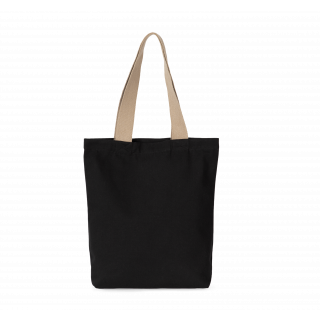 Sac shopping recyclé à fond plat KI5202 - Black Night / Hemp personnalisable - Vue de face