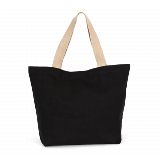 Grand sac shopping recyclé à fond plat KI5204 - Black Night / Hemp personnalisable - Vue de face