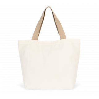 Grand sac shopping recyclé à fond plat KI5204 - Ecume / Hemp personnalisable - Vue de face