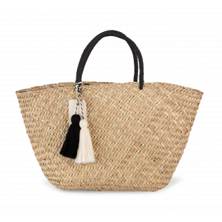 Panier shopping en paille KI5225 - Straw personnalisable - Vue de face