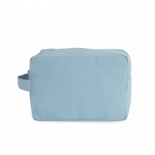 Trousse de toilette en coton biologique KI6303 - Washed Dream Blue personnalisable - Vue de face