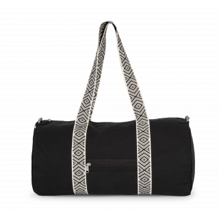 Sac polochon écoresponsable KINS101 - Black Night / Ethnic Black personnalisable - Vue de face