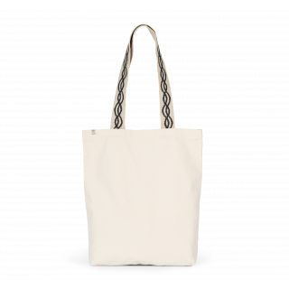 Sac shopping recyclé à fond plat KINS116 - Ecume / Curve Black personnalisable - Vue de face