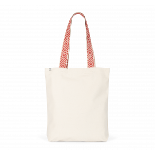 Sac shopping recyclé KINS117 - Ecume / Ethnic Red personnalisable - Vue de face