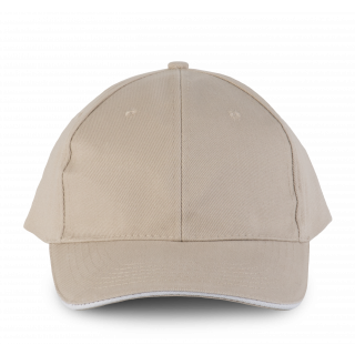 Orlando - casquette 6 panneaux KP011 - Beige / White personnalisable - Vue de face