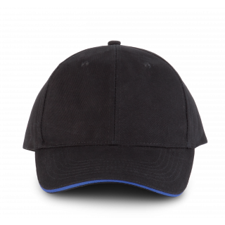 Orlando - casquette 6 panneaux KP011 - Black / Royal Blue personnalisable - Vue de face