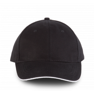 Orlando - casquette 6 panneaux KP011 - Black / White personnalisable - Vue de face