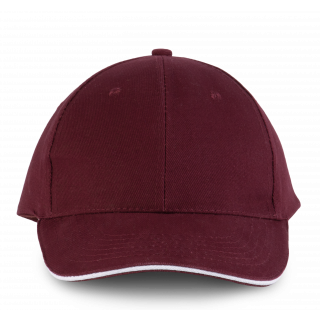 Orlando - casquette 6 panneaux KP011 - Burgundy / White personnalisable - Vue de face