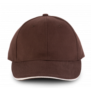 Orlando - casquette 6 panneaux KP011 - Chocolate / Beige personnalisable - Vue de face