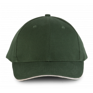 Orlando - casquette 6 panneaux KP011 - Forest Green / Beige personnalisable - Vue de face