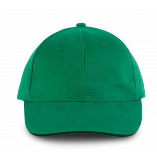 Orlando - casquette 6 panneaux KP011 - Kelly Green / Black personnalisable - Vue de face