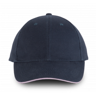 Orlando - casquette 6 panneaux KP011 - Navy / Pink personnalisable - Vue de face