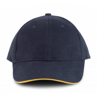 Orlando - casquette 6 panneaux KP011 - Navy / Yellow personnalisable - Vue de face