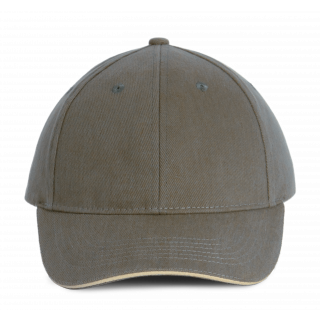 Orlando - casquette 6 panneaux KP011 - Olive / Beige personnalisable - Vue de face