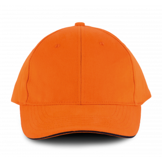Orlando - casquette 6 panneaux KP011 - Orange / Navy personnalisable - Vue de face
