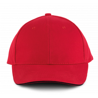 Orlando - casquette 6 panneaux KP011 - Red / Black personnalisable - Vue de face