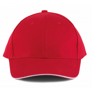 Orlando - casquette 6 panneaux KP011 - Red / White personnalisable - Vue de face