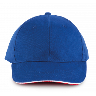 Orlando - casquette 6 panneaux KP011 - Royal Blue / White / Red personnalisable - Vue de face