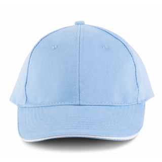 Orlando - casquette 6 panneaux KP011 - Sky Blue / White personnalisable - Vue de face