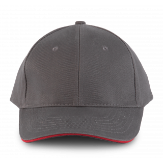 Orlando - casquette 6 panneaux KP011 - Slate Grey / Red personnalisable - Vue de face