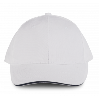 Orlando - casquette 6 panneaux KP011 - White / Navy personnalisable - Vue de face
