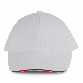 Orlando - casquette 6 panneaux KP011 - White / Red personnalisable - Vue de face