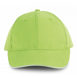 Orlando - casquette 6 panneaux KP011 - Lime / White personnalisable - Vue de face