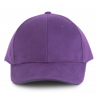 Orlando - casquette 6 panneaux KP011 - Purple / Dark Grey personnalisable - Vue de face