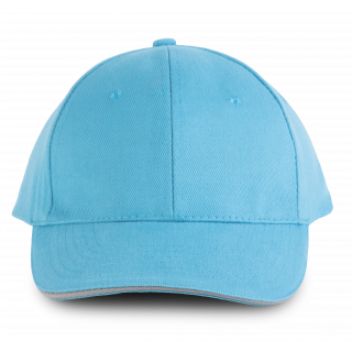 Orlando - casquette 6 panneaux KP011 - Surf Blue / Light Grey personnalisable - Vue de face