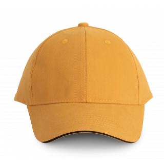 Orlando - casquette 6 panneaux KP011 - Cumin Yellow / Dark Grey personnalisable - Vue de face