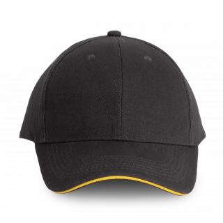 Orlando - casquette 6 panneaux KP011 - Dark Grey / Yellow personnalisable - Vue de face