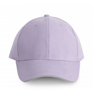 Orlando - casquette 6 panneaux KP011 - Light Violet / Light Grey personnalisable - Vue de face