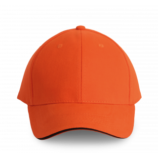 Orlando - casquette 6 panneaux KP011 - Spicy Orange / Dark Grey personnalisable - Vue de face