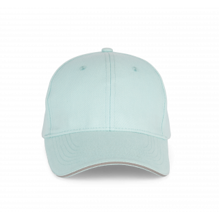 Orlando - casquette 6 panneaux KP011 - Ice Mint / Light Grey personnalisable - Vue de face