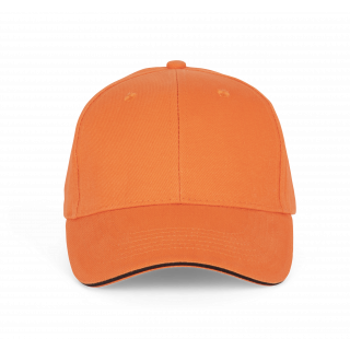Orlando - casquette 6 panneaux KP011 - Orange Zest / Dark Grey personnalisable - Vue de face