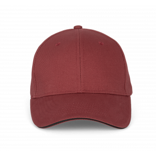 Orlando - casquette 6 panneaux KP011 - Red Safran / Dark Grey personnalisable - Vue de face