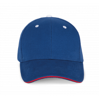 Orlando - casquette 6 panneaux KP011 - Royal Blue / Red / White personnalisable - Vue de face