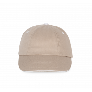 Top - Casquette 6 panneaux KP036 - Beige / White personnalisable - Vue de face